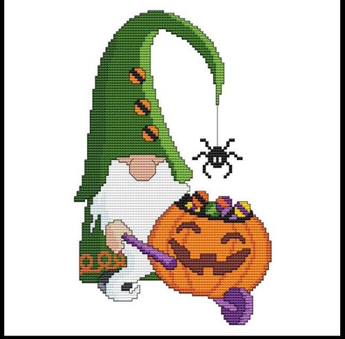 (image for) Halloween Gnome - Pumpkin Wheelbarrow